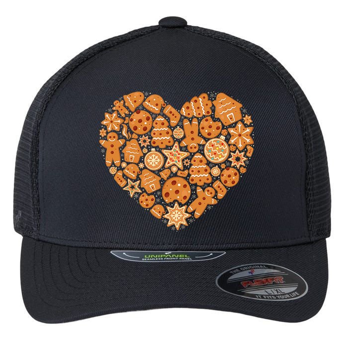 Bake Baking Gingerbread Man Christmas Cookie Heart Flexfit Unipanel Trucker Cap