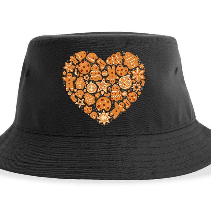 Bake Baking Gingerbread Man Christmas Cookie Heart Sustainable Bucket Hat