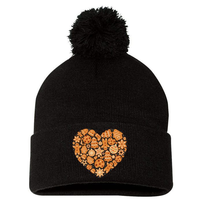 Bake Baking Gingerbread Man Christmas Cookie Heart Pom Pom 12in Knit Beanie