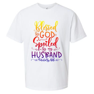 Blessed By God Spoiled By My Husband Protected By Both Gift Sueded Cloud Jersey T-Shirt
