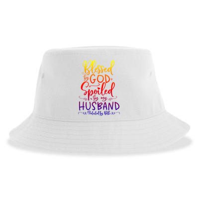 Blessed By God Spoiled By My Husband Protected By Both Gift Sustainable Bucket Hat