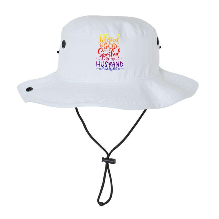 Blessed By God Spoiled By My Husband Protected By Both Gift Bucket Hat