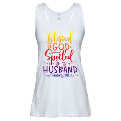 Blessed By God Spoiled By My Husband Protected By Both Gift Ladies Essential Flowy Tank