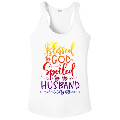 Blessed By God Spoiled By My Husband Protected By Both Gift Ladies PosiCharge Competitor Racerback Tank