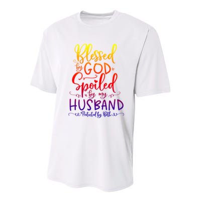 Blessed By God Spoiled By My Husband Protected By Both Gift Youth Performance Sprint T-Shirt