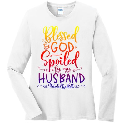 Blessed By God Spoiled By My Husband Protected By Both Gift Ladies Long Sleeve Shirt