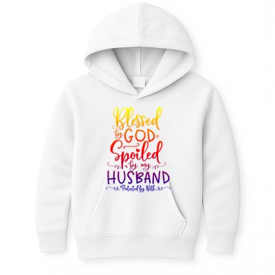 Blessed By God Spoiled By My Husband Protected By Both Gift Kids Hoodie