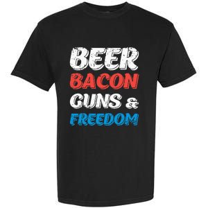 Beer Bacon Guns & Freedom 4th of July Garment-Dyed Heavyweight T-Shirt