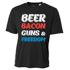 Beer Bacon Guns & Freedom 4th of July Cooling Performance Crew T-Shirt