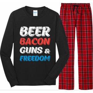 Beer Bacon Guns & Freedom 4th of July Long Sleeve Pajama Set