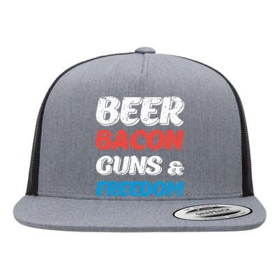 Beer Bacon Guns & Freedom 4th of July Flat Bill Trucker Hat