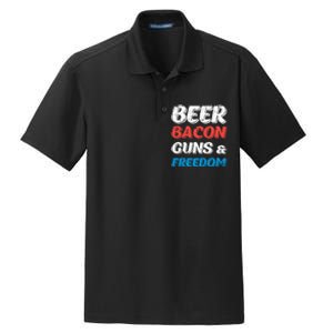 Beer Bacon Guns & Freedom 4th of July Dry Zone Grid Polo