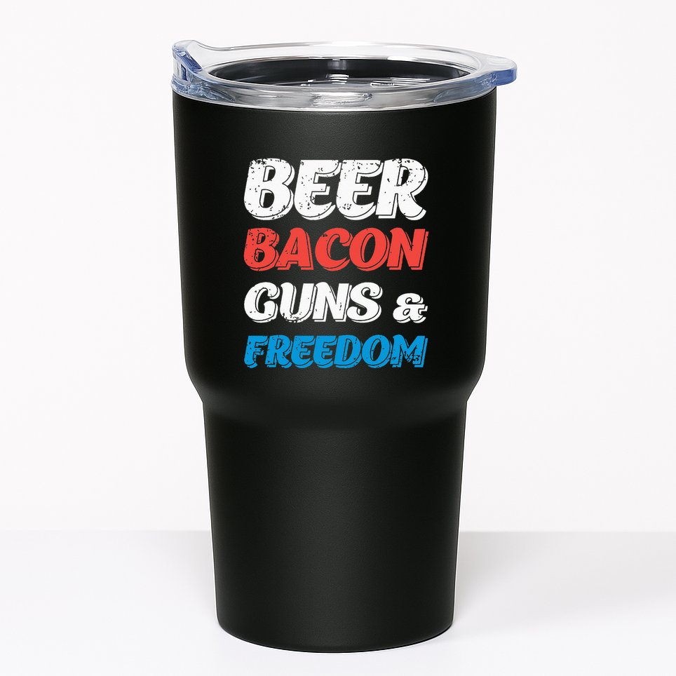 Beer Bacon Guns & Freedom 4th of July Tumbler