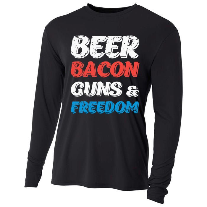 Beer Bacon Guns & Freedom 4th of July Cooling Performance Long Sleeve Crew