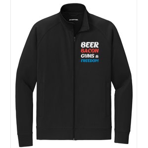 Beer Bacon Guns & Freedom 4th of July Stretch Full-Zip Cadet Jacket