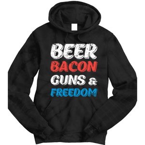 Beer Bacon Guns & Freedom 4th of July Tie Dye Hoodie