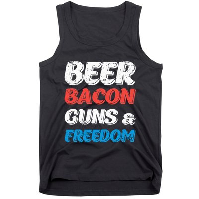 Beer Bacon Guns & Freedom 4th of July Tank Top