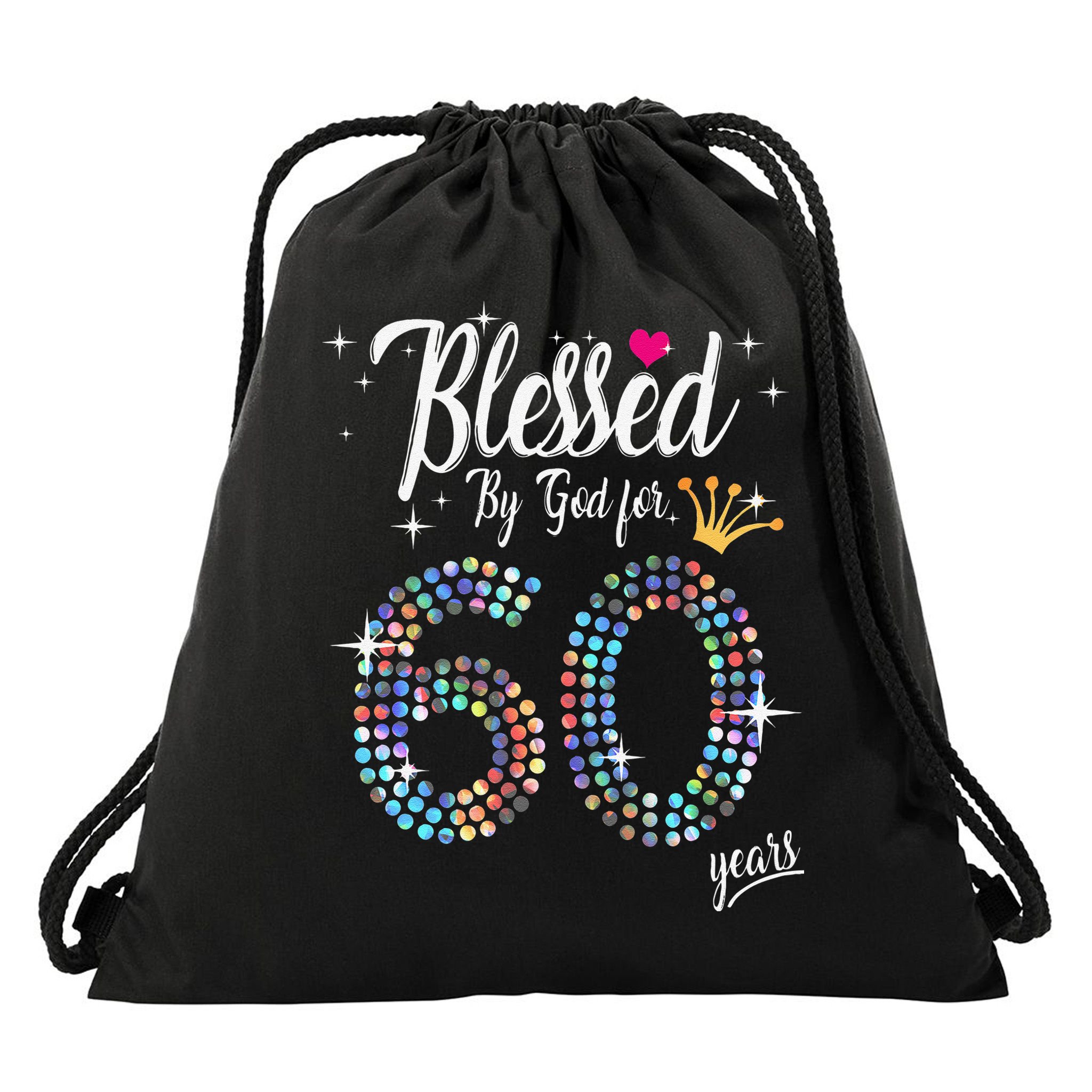 Blessed By God For 60 Years 60th Birthday Anniversary Drawstring Bag