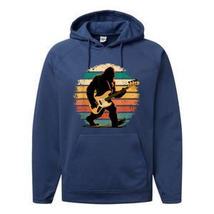 Bigfoot Bass Guitar Bass Player Gifts For Bass Player Performance Fleece Hoodie