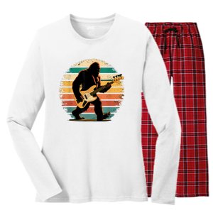 Bigfoot Bass Guitar Bass Player Gifts For Bass Player Women's Long Sleeve Flannel Pajama Set 