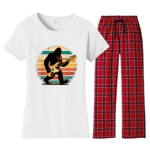 Bigfoot Bass Guitar Bass Player Gifts For Bass Player Women's Flannel Pajama Set