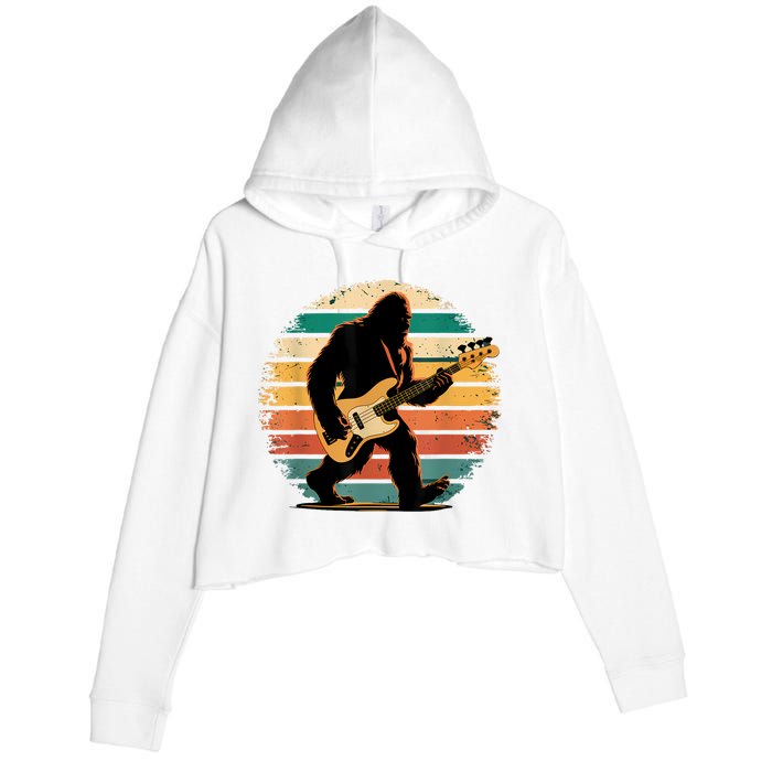 Bigfoot Bass Guitar Bass Player Gifts For Bass Player Crop Fleece Hoodie