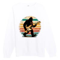 Bigfoot Bass Guitar Bass Player Gifts For Bass Player Premium Crewneck Sweatshirt