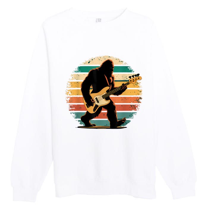 Bigfoot Bass Guitar Bass Player Gifts For Bass Player Premium Crewneck Sweatshirt