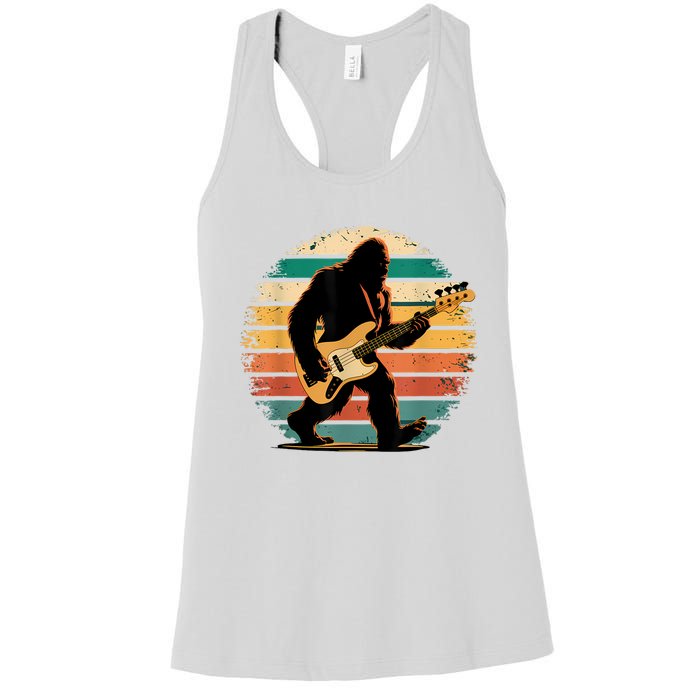 Bigfoot Bass Guitar Bass Player Gifts For Bass Player Women's Racerback Tank