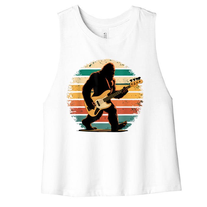 Bigfoot Bass Guitar Bass Player Gifts For Bass Player Women's Racerback Cropped Tank