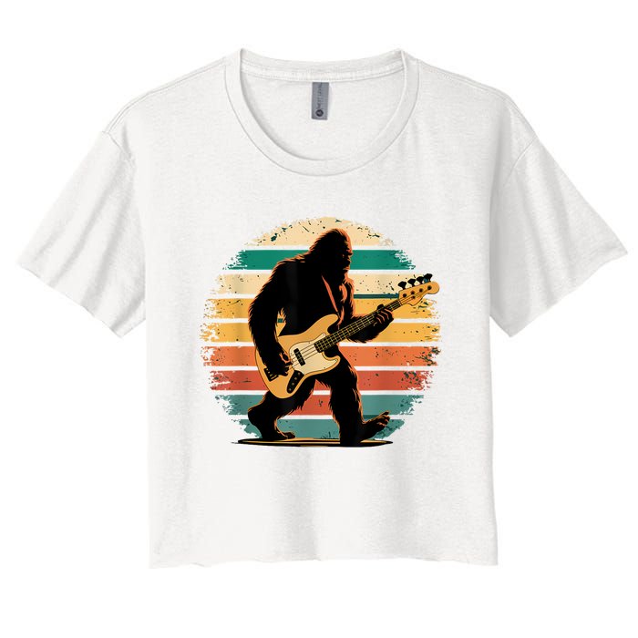 Bigfoot Bass Guitar Bass Player Gifts For Bass Player Women's Crop Top Tee