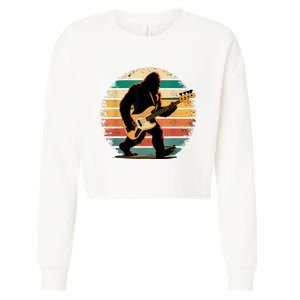 Bigfoot Bass Guitar Bass Player Gifts For Bass Player Cropped Pullover Crew