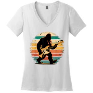 Bigfoot Bass Guitar Bass Player Gifts For Bass Player Women's V-Neck T-Shirt