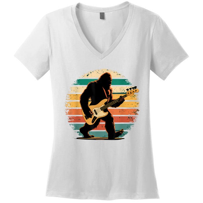 Bigfoot Bass Guitar Bass Player Gifts For Bass Player Women's V-Neck T-Shirt