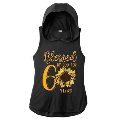 Blessed by God for 60 Years Sunflower Leopard Birthday Ladies PosiCharge Tri-Blend Wicking Draft Hoodie Tank