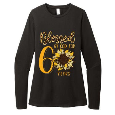 Blessed by God for 60 Years Sunflower Leopard Birthday Womens CVC Long Sleeve Shirt