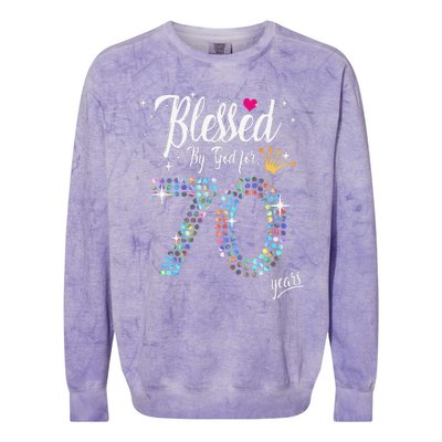 Blessed By God For 70 Years 70th Birthday Anniversary Colorblast Crewneck Sweatshirt