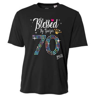 Blessed By God For 70 Years 70th Birthday Anniversary Cooling Performance Crew T-Shirt