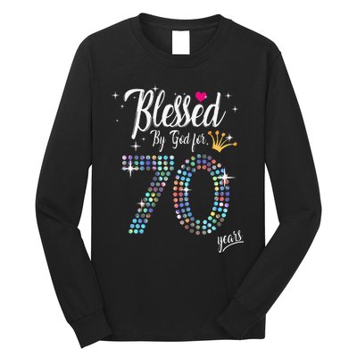 Blessed By God For 70 Years 70th Birthday Anniversary Long Sleeve Shirt