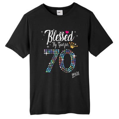 Blessed By God For 70 Years 70th Birthday Anniversary Tall Fusion ChromaSoft Performance T-Shirt