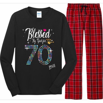 Blessed By God For 70 Years 70th Birthday Anniversary Long Sleeve Pajama Set