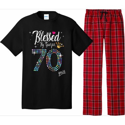 Blessed By God For 70 Years 70th Birthday Anniversary Pajama Set