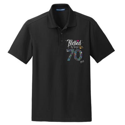 Blessed By God For 70 Years 70th Birthday Anniversary Dry Zone Grid Polo