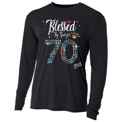 Blessed By God For 70 Years 70th Birthday Anniversary Cooling Performance Long Sleeve Crew