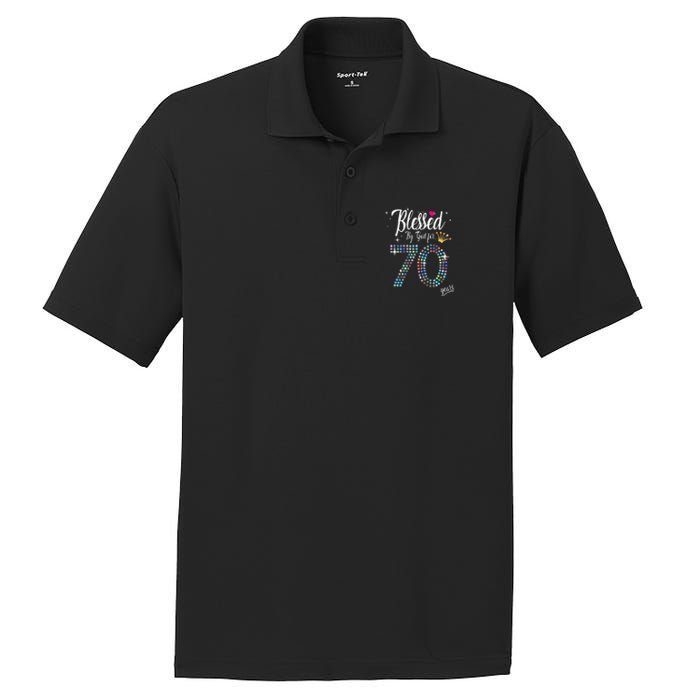 Blessed By God For 70 Years 70th Birthday Anniversary PosiCharge RacerMesh Polo