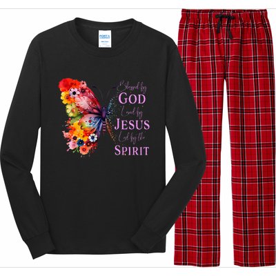 Blessed By God Loved By Jesus, Butterfly Christian Faith Long Sleeve Pajama Set