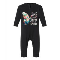 Blessed By God Loved By Jesus Floral Butterfly Christian Infant Fleece One Piece