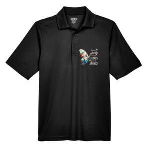 Blessed By God Loved By Jesus Floral Butterfly Christian Men's Origin Performance Pique Polo