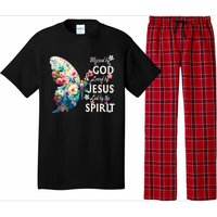 Blessed By God Loved By Jesus Floral Butterfly Christian Pajama Set