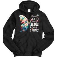 Blessed By God Loved By Jesus Floral Butterfly Christian Tie Dye Hoodie